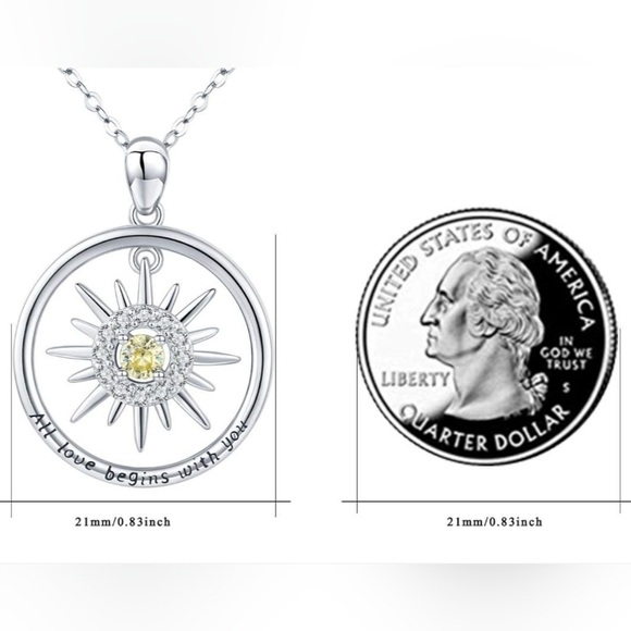 925 Sterling Silver Celtic Knot Moonstone/Zircon Sun Memorial Pendant Necklace - Picture 4 of 5